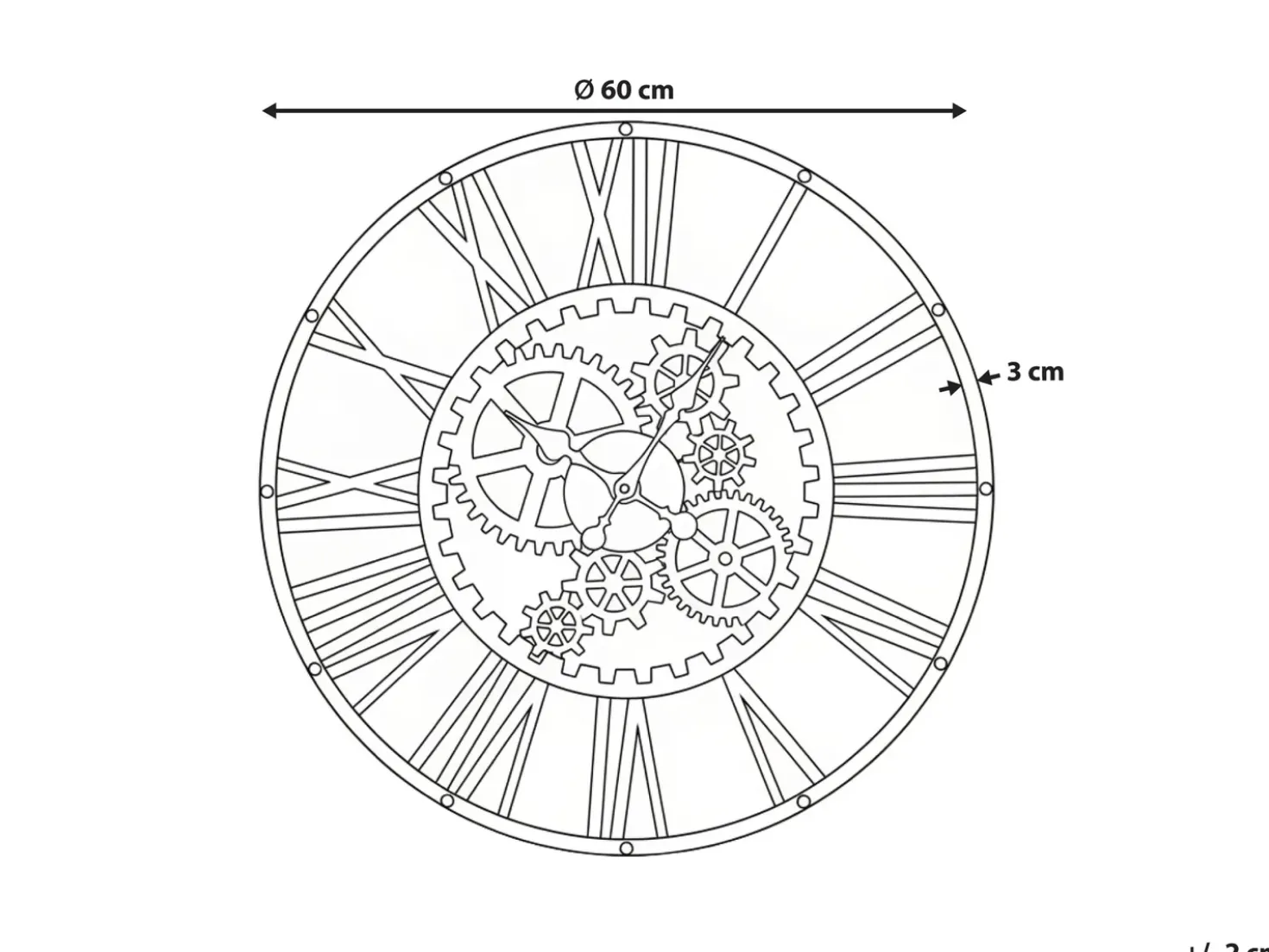 Vægur PETRER 60 cm Metal Sort