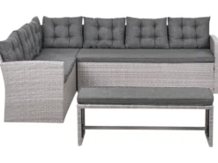 VITERBO 8 personers Have-hjørnesofa Grå PE-rattan