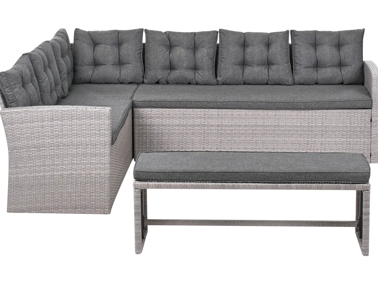 VITERBO 8 personers Have-hjørnesofa Grå PE-rattan