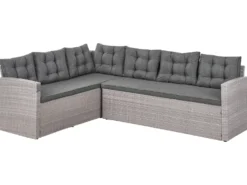 VITERBO 8 personers Have-hjørnesofa Grå PE-rattan
