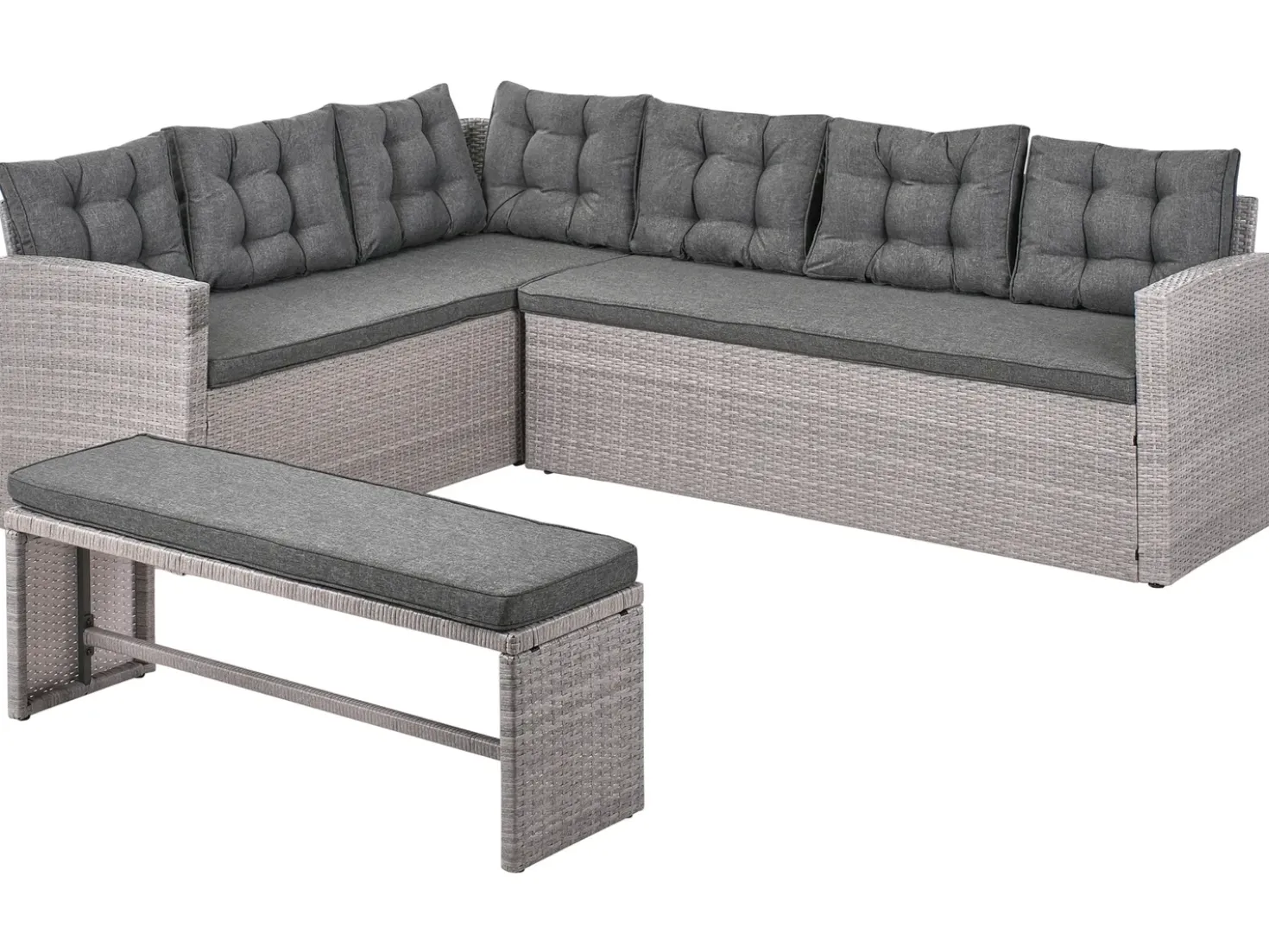 VITERBO 8 personers Have-hjørnesofa Grå PE-rattan