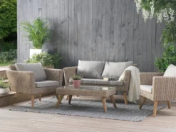 VITTORIA 4 personers Loungesæt med bord Grå PE-rattan