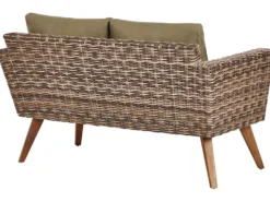 VITTORIA 4 personers Loungesæt med bord Olivengrøn PE-rattan