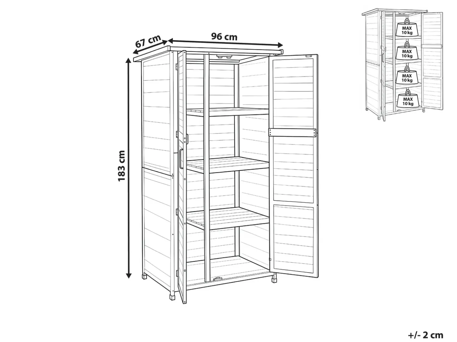 Værktøjsrum ARSEGO 96 cm 67 cm Lysebrun